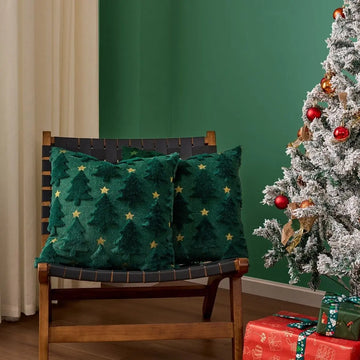 Christmas Tree Cushion Cover Embroidered Pentagram Sofa Cushion Home Car Office Nap Pillowcase Christmas Decoration Cushions